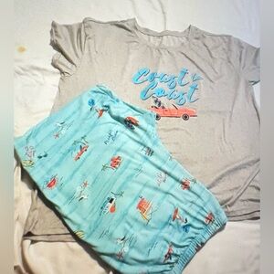 Coast to Coast Women's Gray and Light Blue Pajama Set